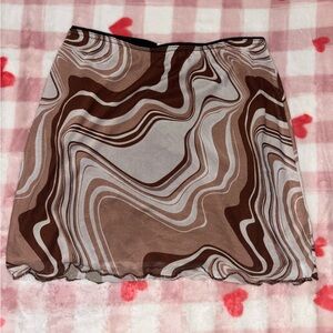 La Hearts Chocolate and Cream Patterned Skirt